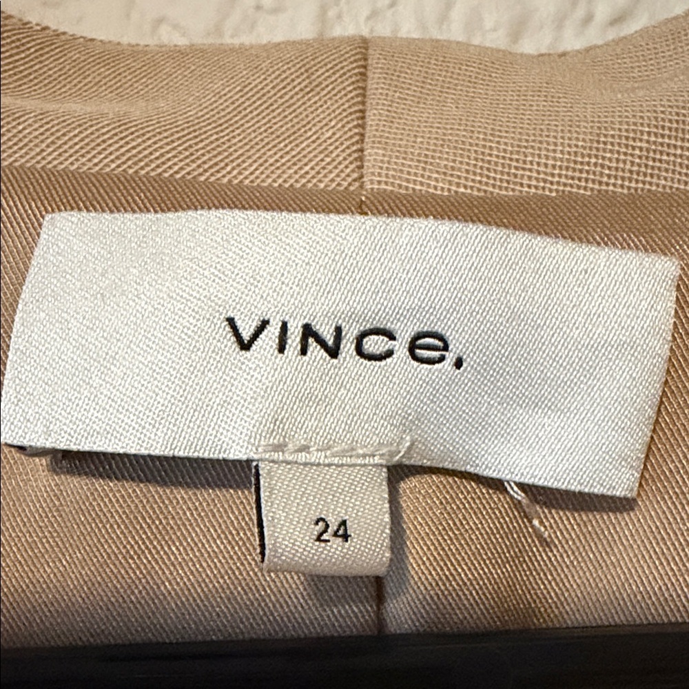 Vince Collarless Wool Blend Blazer in Straw Beige - Picture 3 of 7